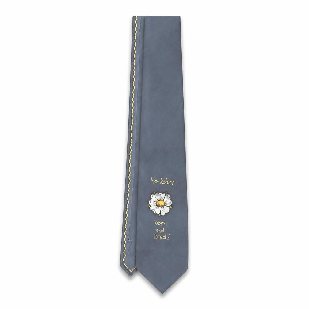Front view of Fieldside Arts Men's Blue Silk Tie - Hand Painted