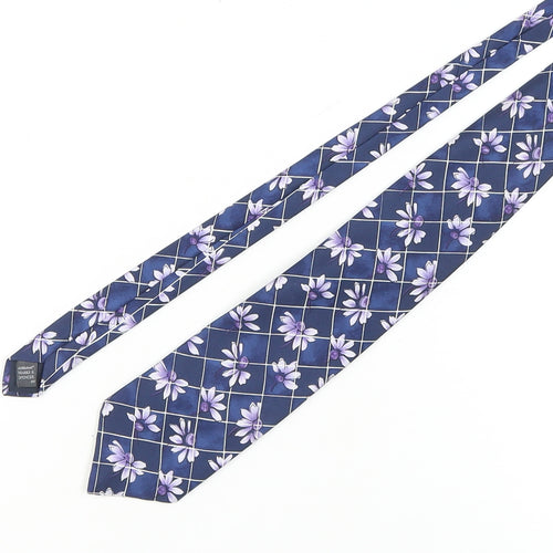 Marks and Spencer Men's Blue Floral Silk Tie