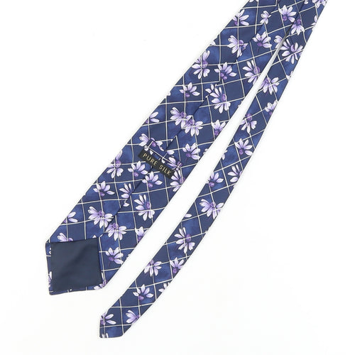 Marks and Spencer Men's Blue Floral Silk Tie