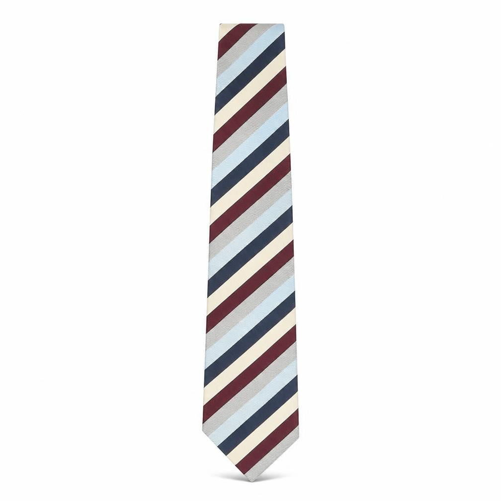 Front view of Racing Green Men’s Multicoloured Striped Silk Tie