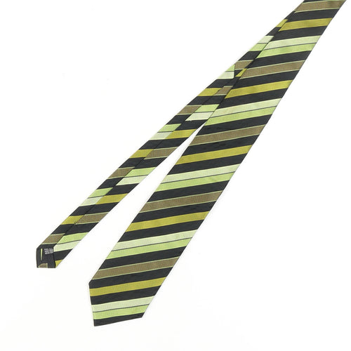 Belmonte Men's Green Striped Silk Tie