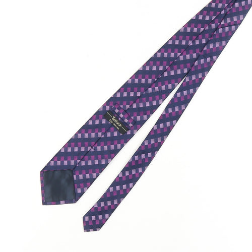 TieRack Men's Purple Blue Plaid Silk Tie