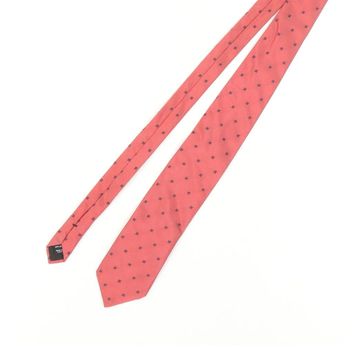 Jaeger Men's Pink Silk Tie Geometric Pattern