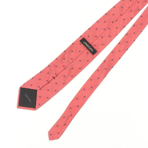 Jaeger Men's Pink Silk Tie Geometric Pattern