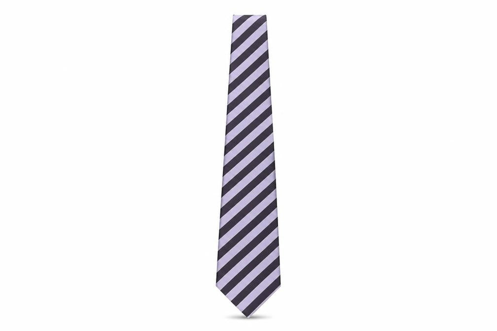 Front view of Ted Baker Men’s Silk Striped Tie in Black & Silver