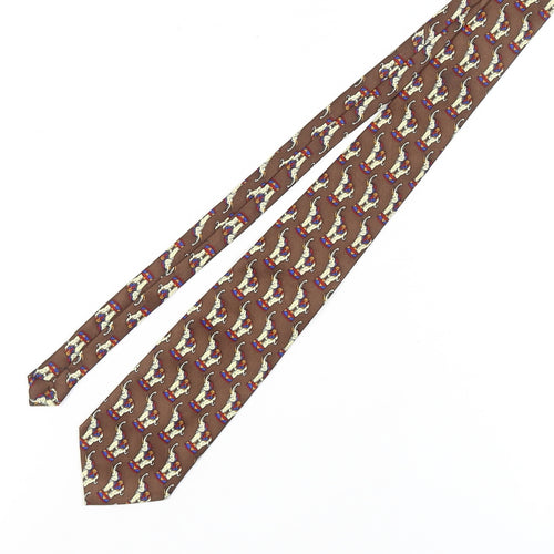 René Chagal Men's Brown Silk Animal Print Tie