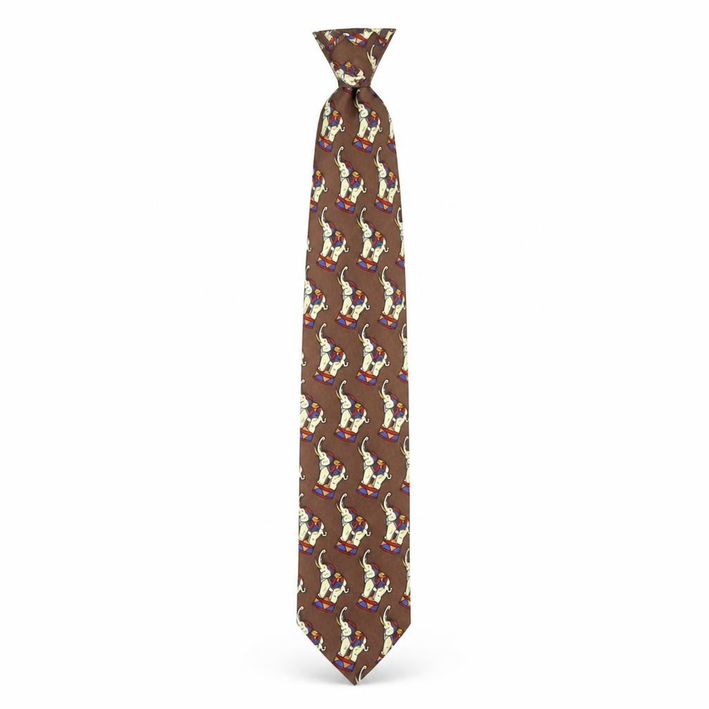Front view of René Chagal Men's Brown Silk Animal Print Tie