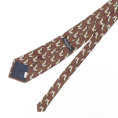 René Chagal Men's Brown Silk Animal Print Tie