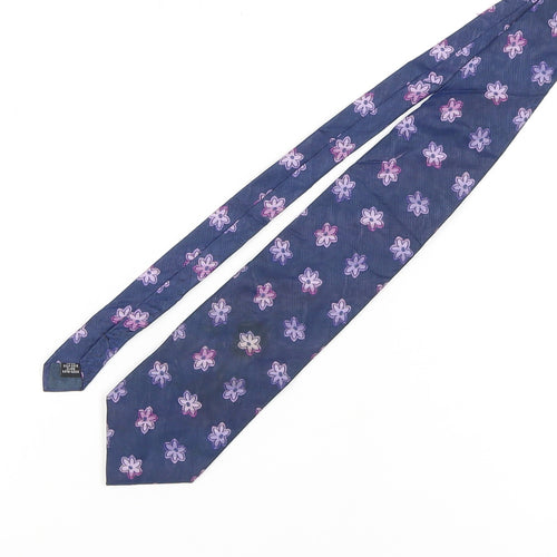 Daniel Hechter Men’s Blue Silk Floral Designer Tie