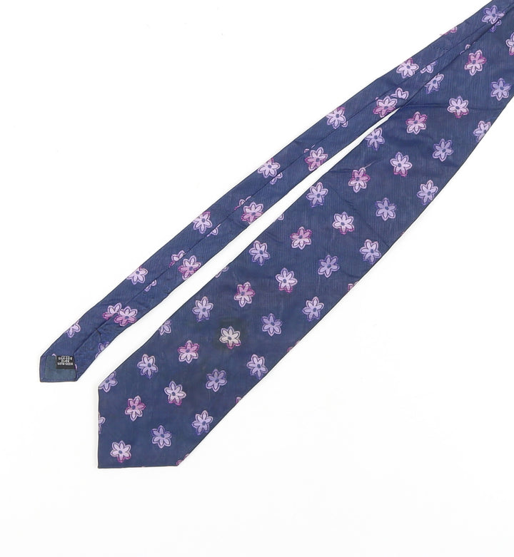 Daniel Hechter Men’s Blue Silk Floral Designer Tie