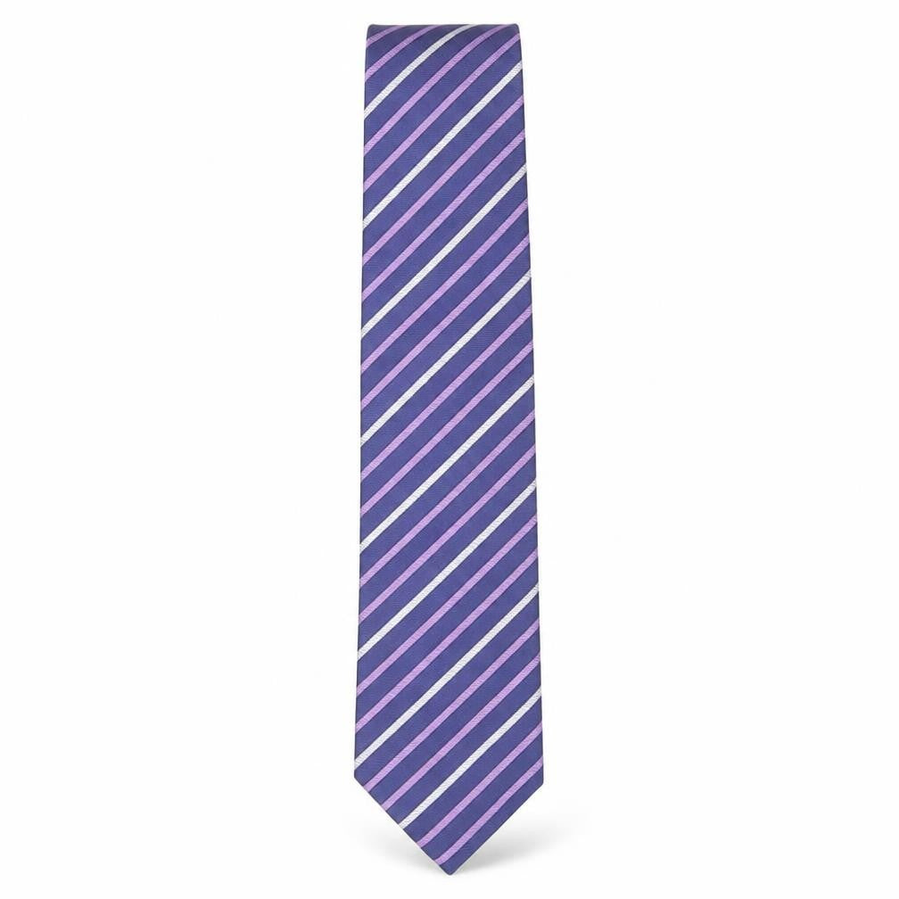 Front view of T.M.Lewin Purple Silk Striped Men's Tie