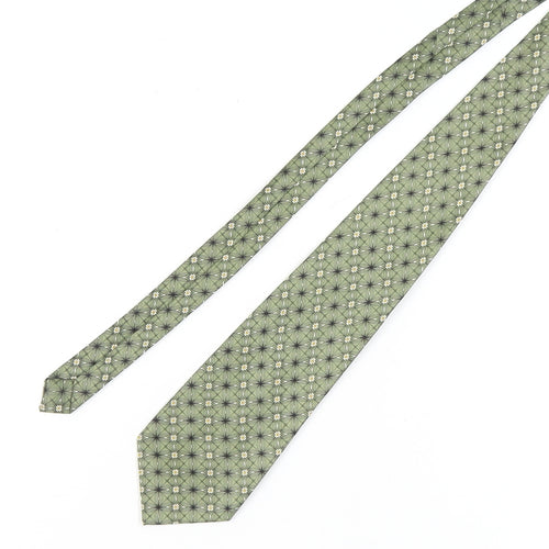 Sette & Bello Men’s Green Silk Geometric Tie