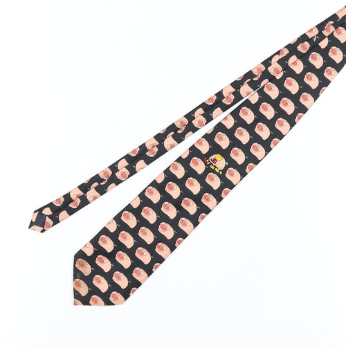 René Chagal Men's Black Beige Animal Print Silk Tie