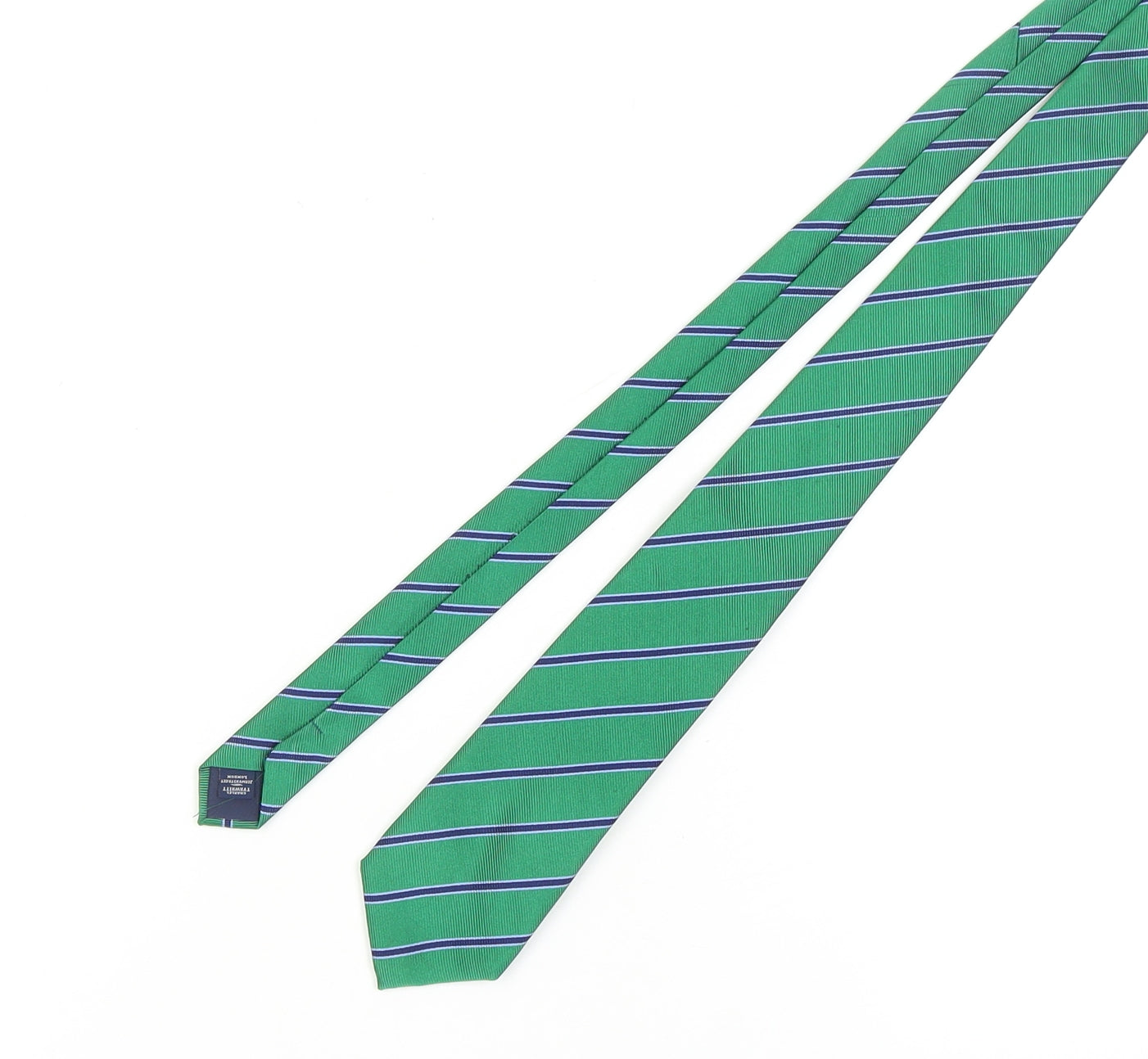 Charles Tyrwhitt Men's Green Striped Silk Tie