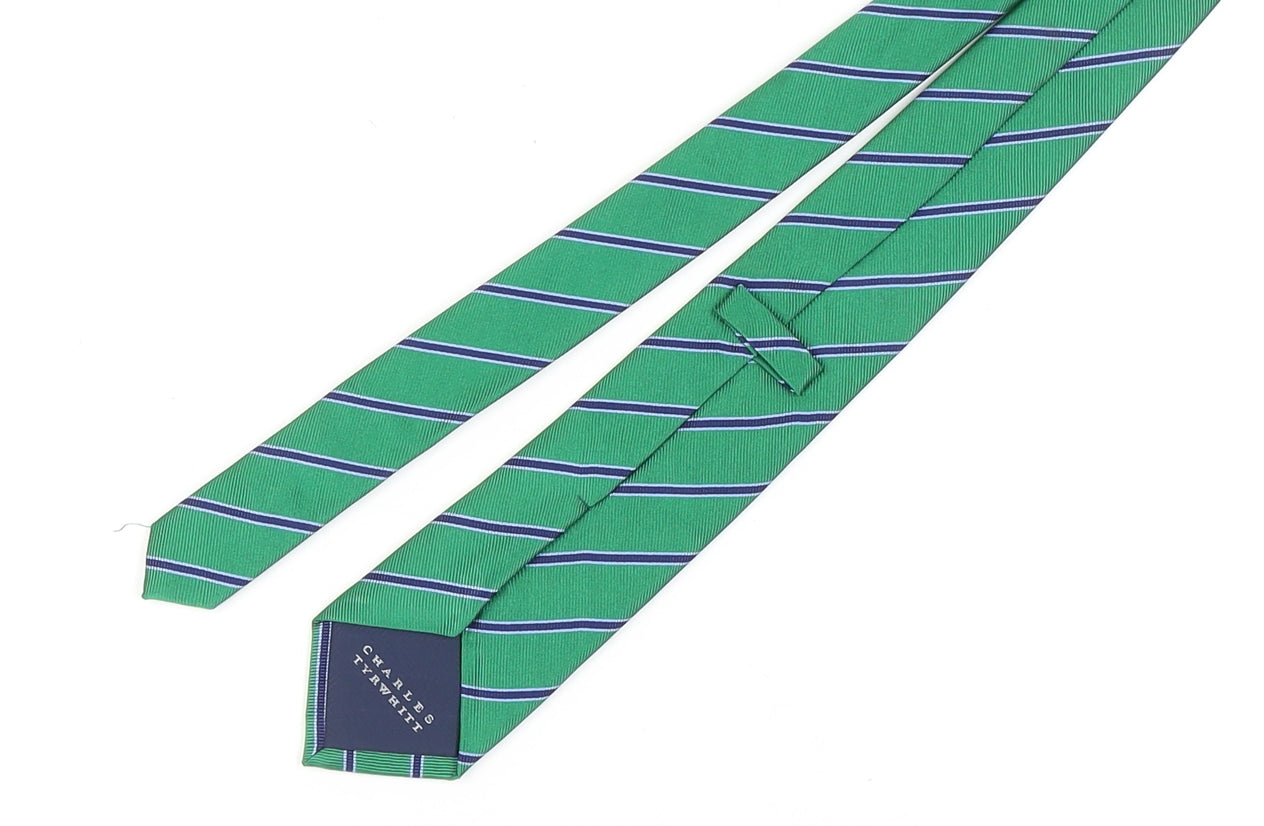 Charles Tyrwhitt Men's Green Striped Silk Tie