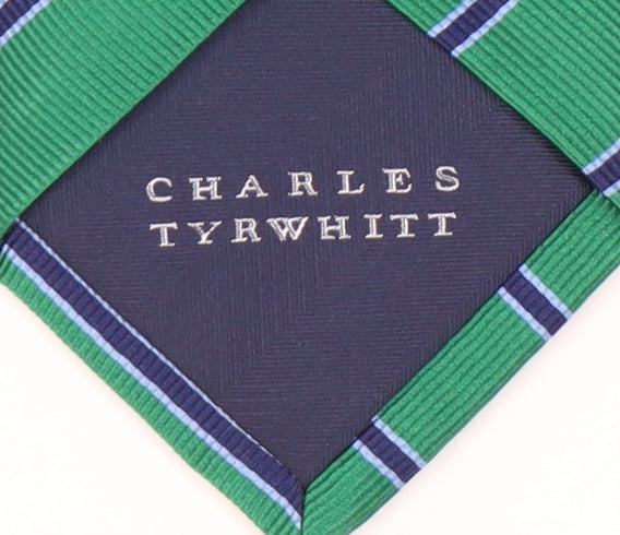 Charles Tyrwhitt Men's Green Striped Silk Tie