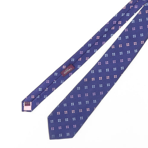 T.M. Lewin Men's Blue Silk Geometric Pattern Tie, One Size