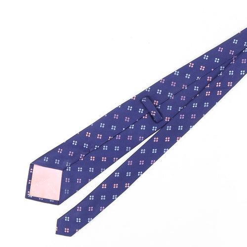 T.M. Lewin Men's Blue Silk Geometric Pattern Tie, One Size