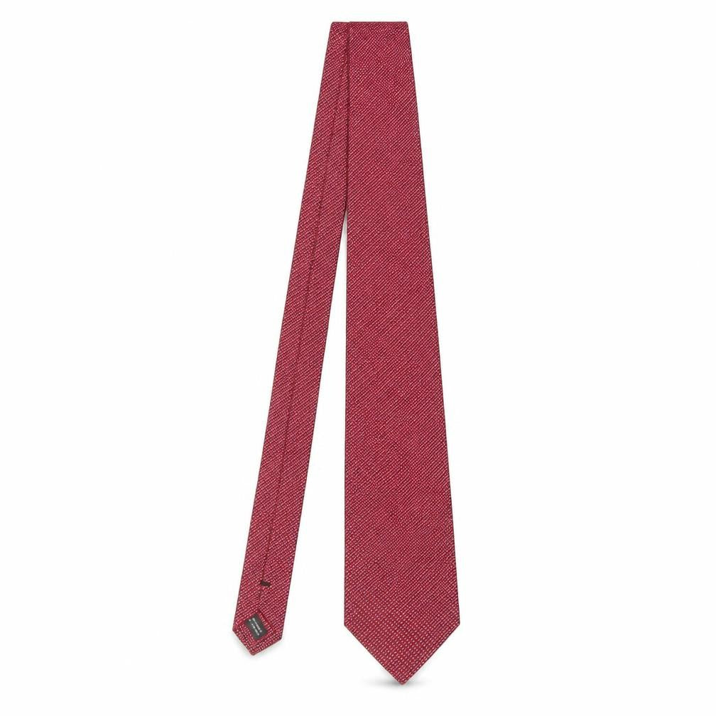 Front view of Frank Rostron Men’s Red Geometric Silk Tie