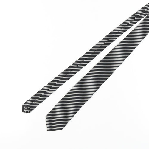 Frank Rostron Men’s Black Striped Silk Tie
