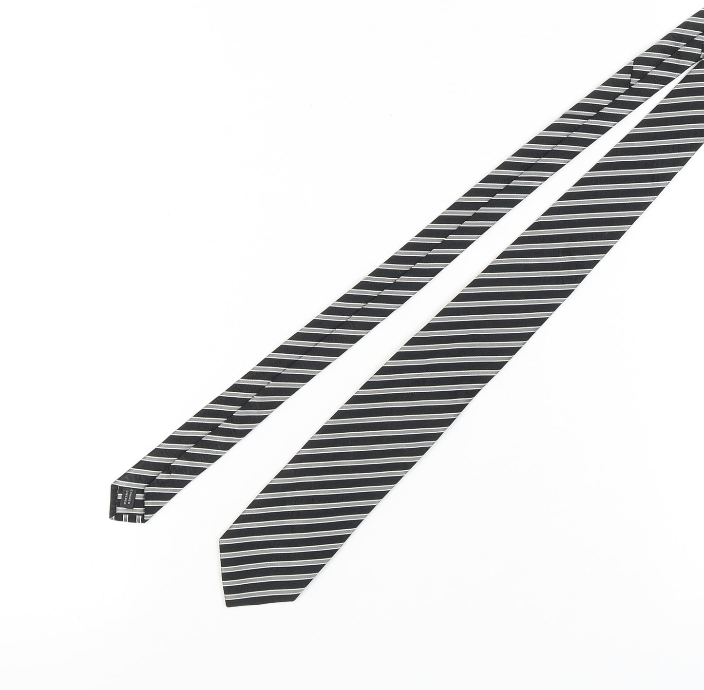 Frank Rostron Men’s Black Striped Silk Tie