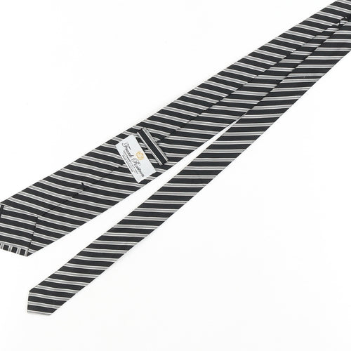 Frank Rostron Men’s Black Striped Silk Tie