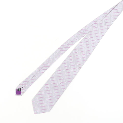 Balmain Men's Silver Silk Embroidered Designer Tie