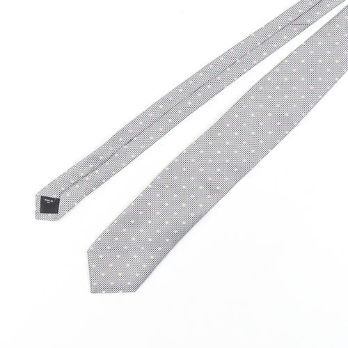 Jaeger Men's Grey Designer Silk Polka Dot Tie