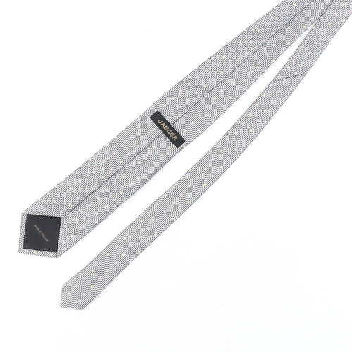 Jaeger Men's Grey Designer Silk Polka Dot Tie
