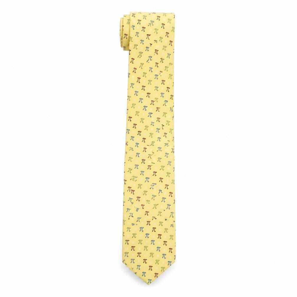 Front view of The Tie Studio Men's Yellow Geometric Silk Tie
