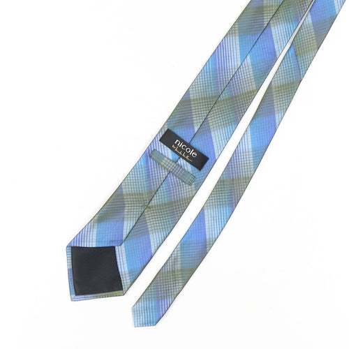 Nicole Miller Men's Blue Silk Plaid Tie