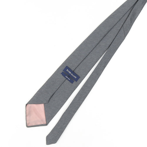 River Island Men's Grey Silk Slim Tie One Size