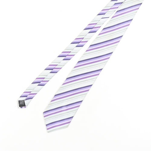 Thomas Nash Men's Purple Striped Slim Tie One Size