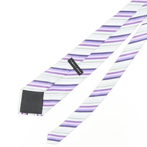 Thomas Nash Men's Purple Striped Slim Tie One Size