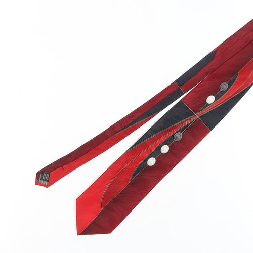 Croft & Barrow Men's Red & Black Silk Tie with Buttons