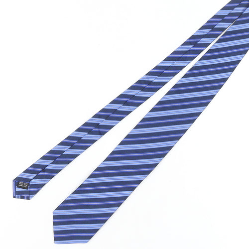 Frank Rostron Men's Blue Silk Striped Tie, One Size