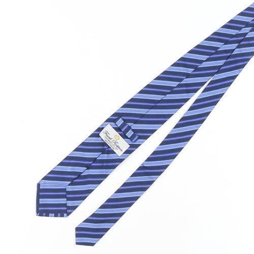 Frank Rostron Men's Blue Silk Striped Tie, One Size