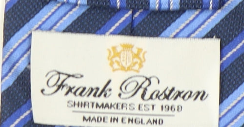 Frank Rostron Men's Blue Silk Striped Tie, One Size