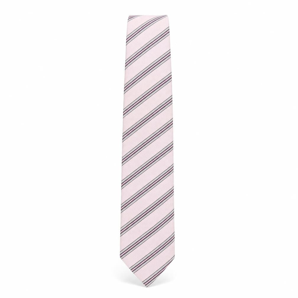 Front view of Marks & Spencer Pink Striped Silk Men's Tie