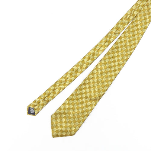 River Island Gold Men's Silk Tie in Plaid Pattern