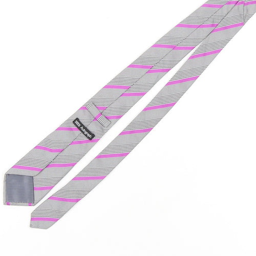 Marks and Spencer Men's Grey Striped Slim Silk Tie