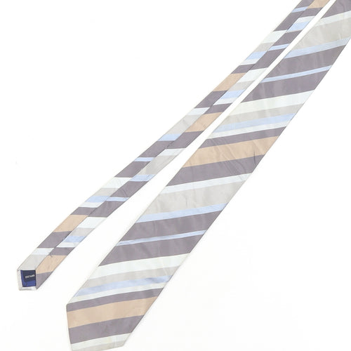 Jasper Conran Men's Silk Striped Tie in Blue Beige