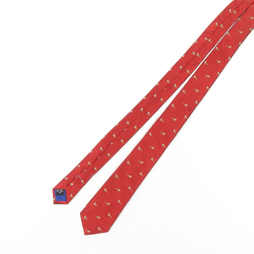 New & Lingwood Men's Red Silk Animal Print Tie