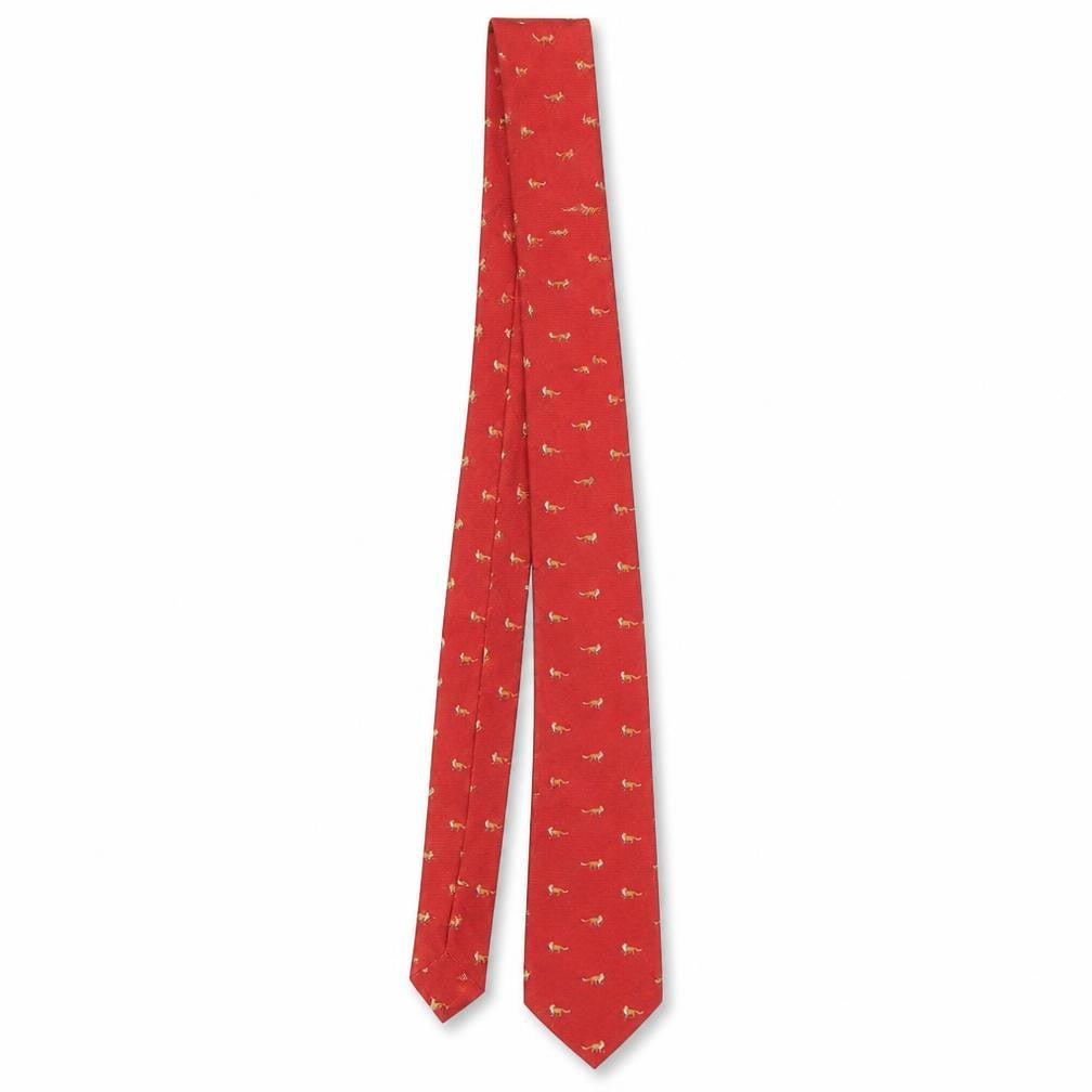 New & Lingwood Men's Red Silk Animal Print Tie