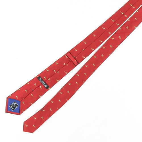 New & Lingwood Men's Red Silk Animal Print Tie