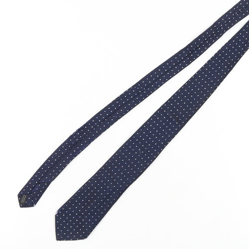 Frank Rostron Men's Blue Silk Polka Dot Slim Tie
