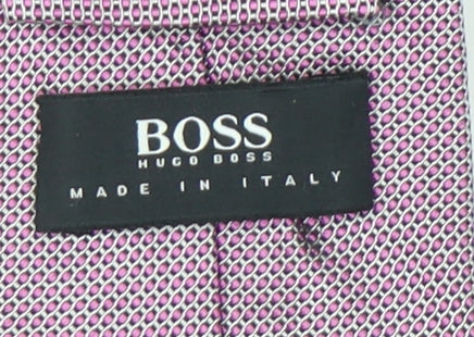 Hugo Boss Men's Purple Geometric Silk Tie