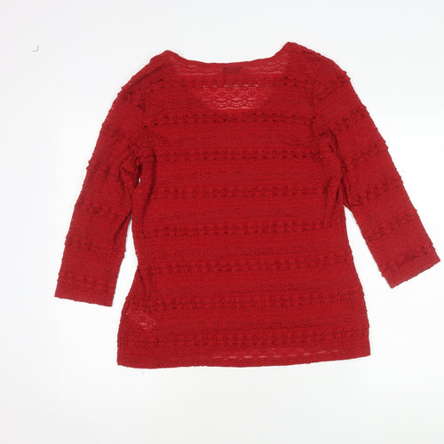 Marks and Spencer Women's Red Lace V-Neck Blouse Size 14