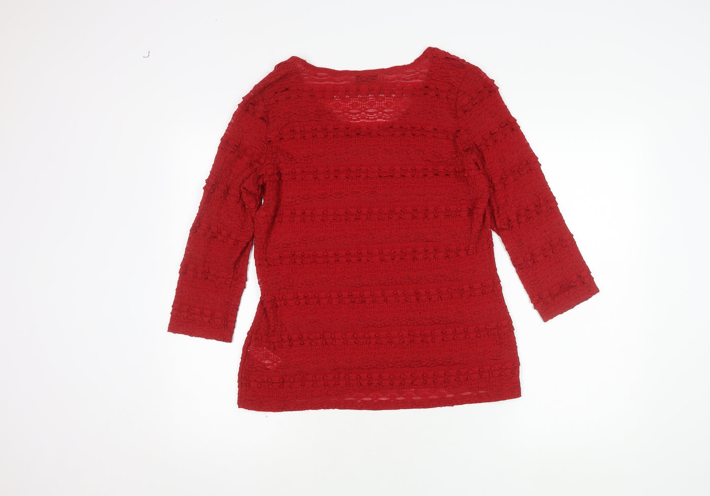 Marks and Spencer Women's Red Lace V-Neck Blouse Size 14