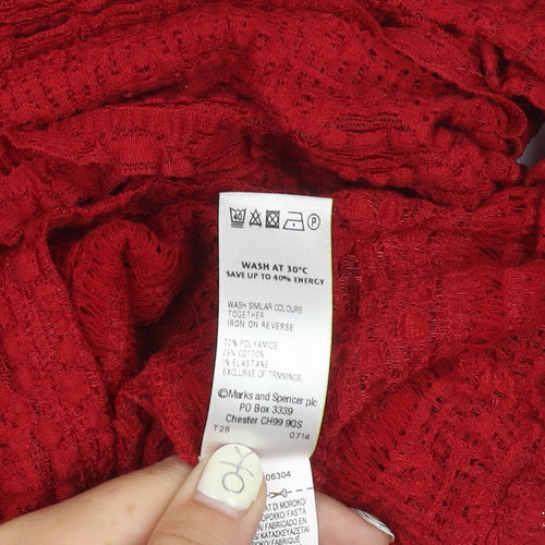 Marks and Spencer Women's Red Lace V-Neck Blouse Size 14